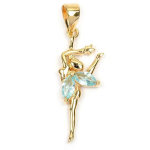 Les Tr&eacute;sors De Lily [L4359] - Pendentif Plaqu&eacute; Or 'F&eacute;e Clochette' aquamarine dor&eacute; - 30x10 mm turkis