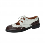 Moteri&scaron;ki Natūralios odos Oksfordo Batai Apvalūs Moteri&scaron;ki Suvarstomi Brogues Loafers Laisvalaikio batai 37 balta/ruda