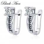 BLACK AWN Black Hoop auskarai moterims Juodi juvelyriniai auskarai