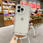 3 viename hibridinis skaidrus akrilo smūgiams atsparus telefono dėklas, skirtas iPhone 13 12 11 Pro Max X XR XS 8 7 Plus Crossbody karoliai, dirželis, telefono dangtelis For iPhone SE 2020 balta