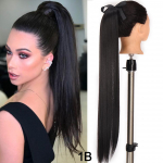 LUPU sintetinis ilgas tiesus apvyniojimas aplink suri&scaron;tą uodegą plaukų priauginimui Heat Reistan ponio uodega netikri plaukai 76CM