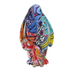 Les Tr&eacute;sors De Lily [A1361] - Figurine r&eacute;sine 'Pingouin et son petit Graffiti' multicolore - 18x10x10 cm