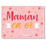 Les Tr&eacute;sors De Lily [A3373] - Magnet c&eacute;ramique 'Maman' rose (Maman en or) - 8x6 cm ry&scaron;kiai rožinė