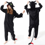 Ryklio pižama Winter Warn Animal Cosplay Polar Fleece Kigurumi Onesie pižama vyrams ir moterims rudens S juoda