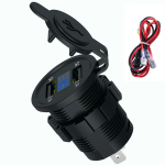 2 USB prievadų automobilinis įkroviklis Skaitmeninis ekranas Automatinis adapteris Vandeniui atsparus dulkėms 5v 4.2a Automobilinis lizdas Dviejų USB prievadų telefono įkroviklis žalia
