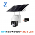 Saulės kamera Belaidis WiFi 4G Saulės baterija maitinamas lauko apsauga Apsauga Stebėjimo vaizdo kamera I&scaron;maniųjų namų PIR kamera CCTV 【WIFI】1W mAh + 128G Card balta/juoda