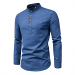 Vyri&scaron;ki verslo mar&scaron;kiniai Slim Fit stovima apykakle Lengva kvėpuojanti stilingi ilgomis rankovėmis vyri&scaron;ki mar&scaron;kiniai 3XL