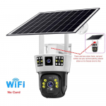 Trigubo ekrano saulės energija varoma stebėjimo kamera: 360&deg; lauko dienos ir nakties visų spalvų nuotolinis belaidis 4G/Wi-Fi kameros trijų ekranų stebėjimas 【Wifi】Triple-Screen
