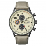 AVI-8 Hawker Hurricane klasikinis chronografinis kreminis smėlio spalvos kvarcinis AV-4011-0C vyri&scaron;kas laikrodis kreminė