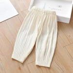 Vaiki&scaron;kos vasarinės kelnės Mielos klostuotos &scaron;ifoninės kelnės Mergaičių kasdienės laisvos plonos a&scaron;tuonių ta&scaron;kų kelnės 130 balta