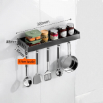 Virtuvės lentyna be smūgių Nauja prie sienos montuojama Daugiafunkcinė prieskonių lazdelės laikymo vamzdelis Sieniniai virtuvės priedai 30cm juoda