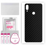 apgo Protective Skin Sticker for the back compatible with Xiaomi Redmi Note 7S, Wrap Film, Foil, Vinyl - Pattern Carbon Black