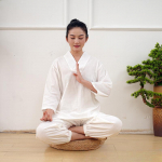 Meditaciniai rūbai vyrams ir moterims Siūlomi drabužiai Vasariniai trijų ketvirčių rankovių medvilniniai ir lininiai Zen Hanfu jogos meditacinių drabužių rinkinys L balta