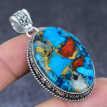 Spiny Oyster Gemstone Handmade 925 Sterling Silver Jewelry Pendant 2.17 n4m32