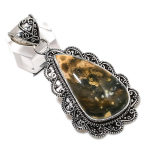 Ocean Jasper Gemstone Handmade 925 Sterling Silver Jewelry Pendant 2.56 e6s38