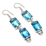 Blue Topaz Gemstone Handmade 925 Sterling Silver Jewelry Earring 2.36 f8h82