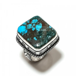 Tibetan Turquoise Gemstone Handmade 925 Sterling Silver Jewelry Ring Size 8 o1a12