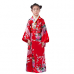 1 rinkinys mergaičių tradicinis kimono pižama, ry&scaron;kių spalvų gėlėtas povo ra&scaron;tas Lengva ne&scaron;ioti Patogus kimono 110 cm dangaus mėlyna spalva
