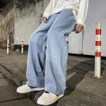 Vyri&scaron;ki džinsai Korėjieti&scaron;ko stiliaus studenti&scaron;ki kasdieniai kelnės High Street tiesūs laisvi plataus kirpimo džinsai juodi pilki mėlyni platūs kelnės XXXXXL
