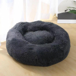 Prabangus pūkuotas itin didelis &scaron;unų lova Skalbiama apvali naminių gyvūnėlių sofa kačių lova Kilimėlis &scaron;unų pagalvė pagalvėlė augintinių lova 80cm tamsiai pilka spalva