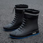 Atsparūs vandeniui lietaus batai vyrams Guminiai batai žvejybai vyras galoshes PVC kulk&scaron;nies vandens batai, vyri&scaron;ki darbo saugos batai Botas De Lluvia 42 black