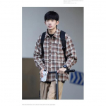 2024 m. raidės ilgomis rankovėmis mar&scaron;kinėliai japoni&scaron;ko Honkongo stiliaus laisvi mar&scaron;kinėliai berniukams, vasari&scaron;ki, madingi, universalūs, laisvalaikio paltai M chaki