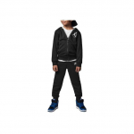 Jordan Logotipu margintas užsegamas džemperis su gobtuvu ir ilgos kelnės, kasdienis sportinis kostiumas vaikams, juodas FJ5261-010 M