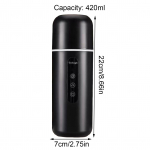 420 ml automobilinis &scaron;ildomas puodelis 12V 24V USB elektrinis virdulys nerūdijančio plieno i&scaron;manus temperatūros valdymas jutiminis LCD ekranas kavos puodelis &scaron;ildytuvas juoda