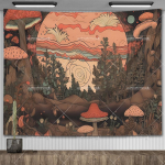 Grybų gobelenas Botaninis Bohemi&scaron;kas Gėlių gobelenai Dvasinio kambario dekoras Esteti&scaron;ki vakarėlio fonai Miegamojo Jogos antklodės 230X150CM 90x60in