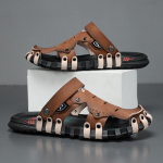 Didelis dydis 46 Prabangios Vyri&scaron;kos Odinės &Scaron;lepetės Sandalai Patogūs Kvėpuojantys Laisvalaikio Batai Vyri&scaron;ki Madingi Sportbačiai Laisvalaikis Vyri&scaron;ki &Scaron;lepetės &Scaron;lepetės Avalynė Vyri&scaron;ka 46 ruda