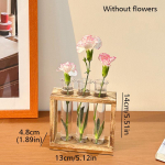 1 vnt. mėgintuvėlio vazonai, modernus stiklinis vazos stiklas, vandens dauginimo stotis, hidroponinis minimalistinis medinis rėmas