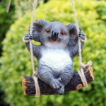 Derva Koala Me&scaron;kos Sodo Statula Sūpynės Figūrėlė Dekoras Gyvūno Kabantis Skulptūra Peizažo Ornamentas Lauke Kiemui Vejai Terasa