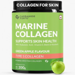 Carbamide Forte Jūrinio kolageno miltelių maisto papildas - odai Žuvų kolageno milteliai moterims ir vyrams - 200 gramų miltelių - Žaliojo obuolio skonio