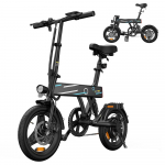 EB1 Sulankstomas elektrinis dviratis, 250W variklis, 36V 7.8Ah baterija, 14 colių padanga, 25km/h maksimalus greitis, 40km nuvažiuojamas atstumas, priekinis ir galinis diskiniai stabdžiai, LCD ekranas - Juodas