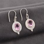 Morganito brangakmenių papuo&scaron;alai, 925 prabos sidabro auskarai, rankų darbo akinantys sidabriniai auskarai, dovana moterims 1.50 Inches rožinė