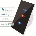 Nuotolinio WiFi jutiklinio sieninio ap&scaron;vietimo skydelio jungiklis Sumanus valdymas balsu(3 kanalai) US/Au