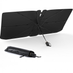 (2024 m. patobulintas modelis) Automobilio skėtis nuo saulės, skėčio tipo, sulankstomas, nuo saulės, priekinis skėtis, blokuojantis kar&scaron;tį, Size M (135 x 75cm) juoda