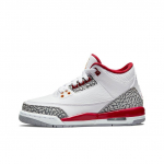 Air Jordan 3 Retro GS Cardinal Red Vaikams Sportbačiai Balti &Scaron;viesiai Kario Spalvos Cementinės Pilkos 398614-126 35.5