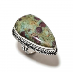 Ruby in Fuchsite Handmade 925 Sterling Silver Ring Size 8.5 d9w75