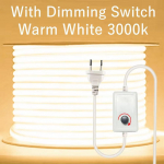 220V LED juosta vandeniui atspari su lę&scaron;iu COB lanksti juosta su jungikliu/reguliuojama EU ki&scaron;tuku kambariui, miegamajam, virtuvei, lauko sodo ap&scaron;vietimui 10M With Dimming Switch &scaron;ilta balta spalva