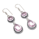 Natural Pink Kunzite Gemstone Handmade 925 Sterling Silver Earring 2.17 k2v66