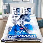 &bdquo;Football Star Neymars&ldquo; patalynės komplektas &bdquo;Football Star&ldquo; didelės rai&scaron;kos spausdinimo antklodės užvalkalas pagalvės užvalkalas viengulis dvigulis didelis dydis EU Single(135*200cm)3pcs blue