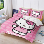 &bdquo;Hello Kitty&ldquo; spausdintas miegamojo patalynės komplektas, antklodės užvalkalas, kalėdinės dovanos, komforti&scaron;kas animacinis filmas su pagalvės užvalkalu EU Single(135*200cm)3pcs pink