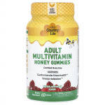 Country Life, suaugusiųjų multivitamininiai guminukai su medumi, natūralių aviečių skonio, 60 guminukų