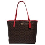 Coach City 33 Klasikinis monogramos dirbtinės odos pirkinių krep&scaron;ys Moteri&scaron;ki pirkinių krep&scaron;iai Raudonai rudas 5696-IMRVQ Basic Set (Bag+Dust Bag)