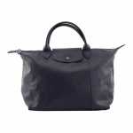 Longchamp Le Pliage Cuir 32 Trumpa rankena Tikra oda Koldūno formos krep&scaron;ys Per petį Crossbody Totas Vidutinis Moteri&scaron;ki krep&scaron;iai Tamsiai mėlynas 1515757556 Basic Set (Bag+Dust Bag)