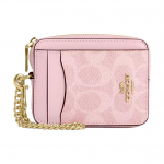 &bdquo;Coach Classic&ldquo; logotipo aukso spalvos drobinis vizitinių kortelių dėklas, rožinis CW883-IMPO Pink