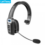 Bluetooth laisvų rankų įranga su mikrofonu, &bdquo;Trucker&ldquo; Bluetooth laisvų rankų įranga su AI triuk&scaron;mo slopinimu ir nutildymo mygtuku, belaidės ausinės ant ausų juoda
