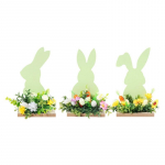 3Pack Green Bunny Velykų dekoro Velykų medinio triu&scaron;io ornamento stalvir&scaron;io amatų dekoravimo vakarėlio reikmenys namų svetainei &scaron;viesiai žalios spalvos