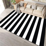 Juodai Baltas Geometrinio Ra&scaron;to Plotinis Kilimas Meninis Dryžuotas Kvadratuotas Ra&scaron;tas Kilimas Mink&scaron;tus Grindų Kilimėlis Svetainei Miegamajam 80X120CM